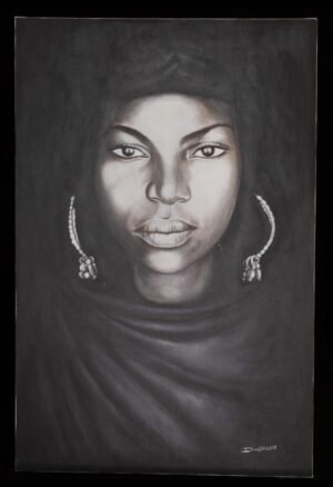 tableau africain contemporain, art africain Sénégal, peinture africaine, Ibou Diagne, tableau femme noire, artiste sénégalais, collection art africain