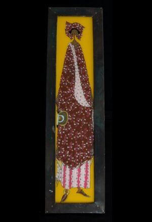 Découvrez ce tableau sous verre Sénégal collecté à Dakar en 1995. Une pièce originale avec cadre en métal de récupération pour collectionneur.